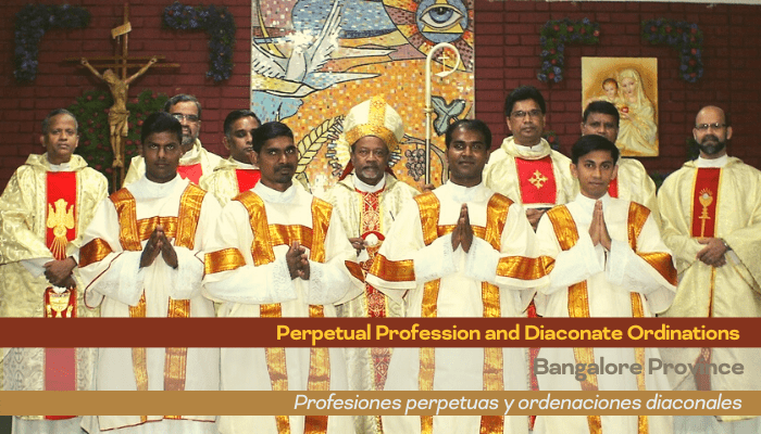 Profesiones perpetuas y ordenaciones diaconales en Bangalore