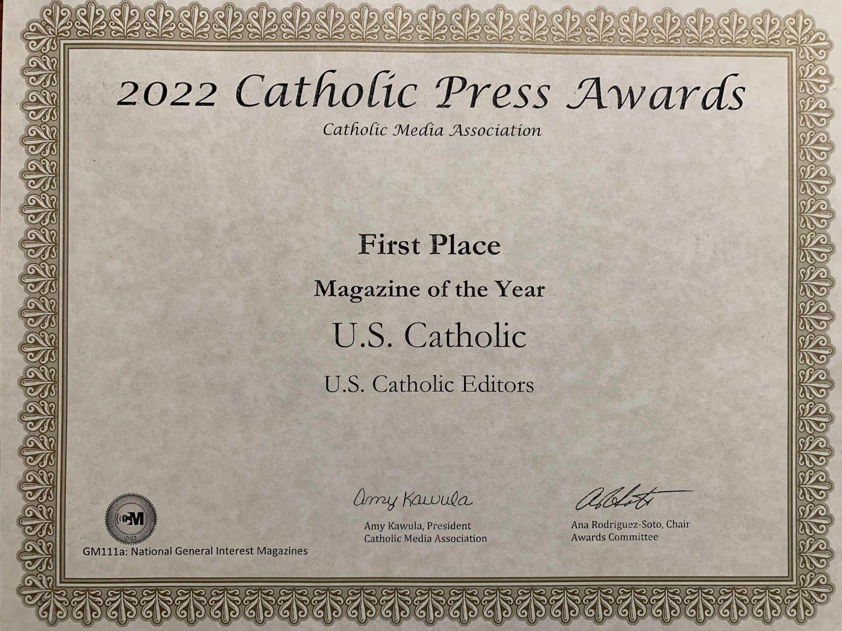 U.S. Catholic named “Magazine of the Year” for 2022